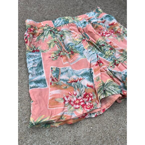 American Eagle Hawaiian Pattern Elastic Waist Lined Printed Shorts Size Small - Picture 2 of 6